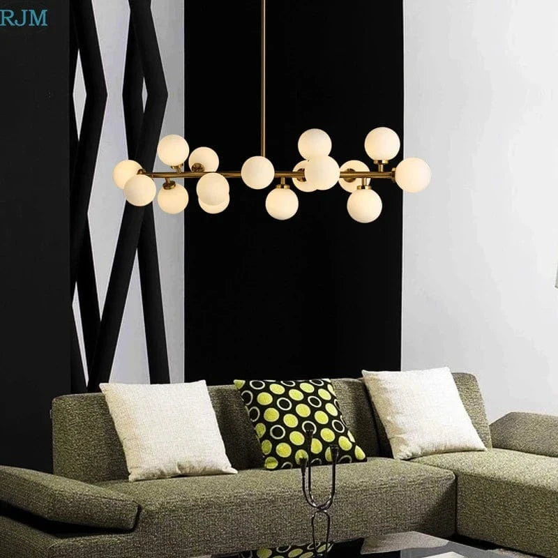 Lustre Design Métal Doré avec Lampes Boules | Marco Lucetti