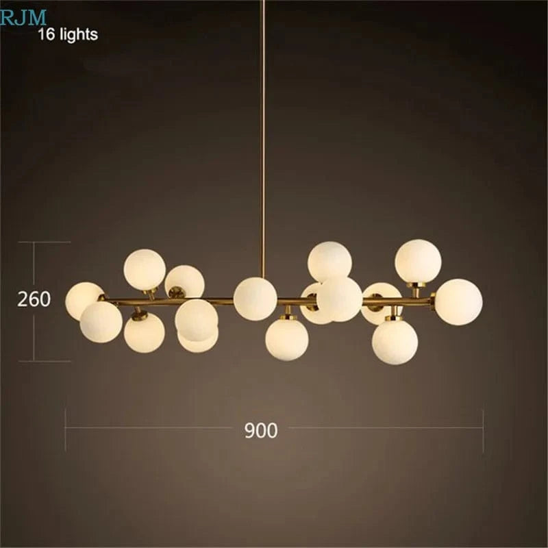 Lustre Design Métal Doré avec Lampes Boules | Marco Lucetti A