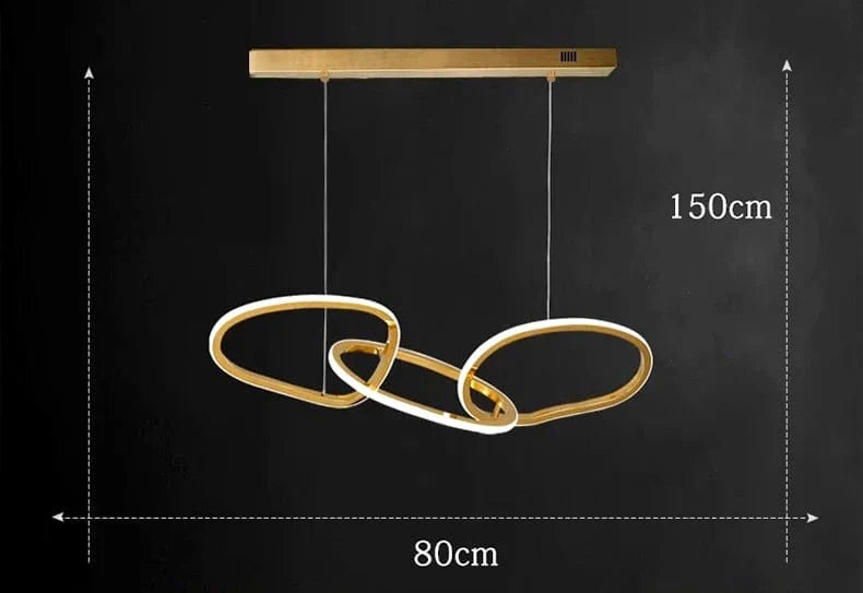 Lustre design moderne à LED pour salon et salle à manger | Marco Lucetti 3 têtes 80cm / Gradation à distance RC