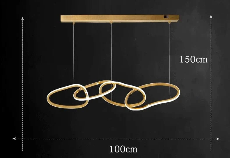 Lustre design moderne à LED pour salon et salle à manger | Marco Lucetti 4 têtes 100cm / Gradation à distance RC