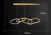 Lustre design moderne à LED pour salon et salle à manger | Marco Lucetti 4 têtes 100cm / Gradation à distance RC