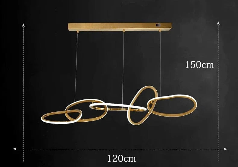 Lustre design moderne à LED pour salon et salle à manger | Marco Lucetti 5 têtes 120cm / Gradation à distance RC