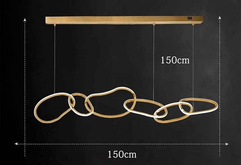 Lustre design moderne à LED pour salon et salle à manger | Marco Lucetti 6 têtes 150cm / Blanc froid