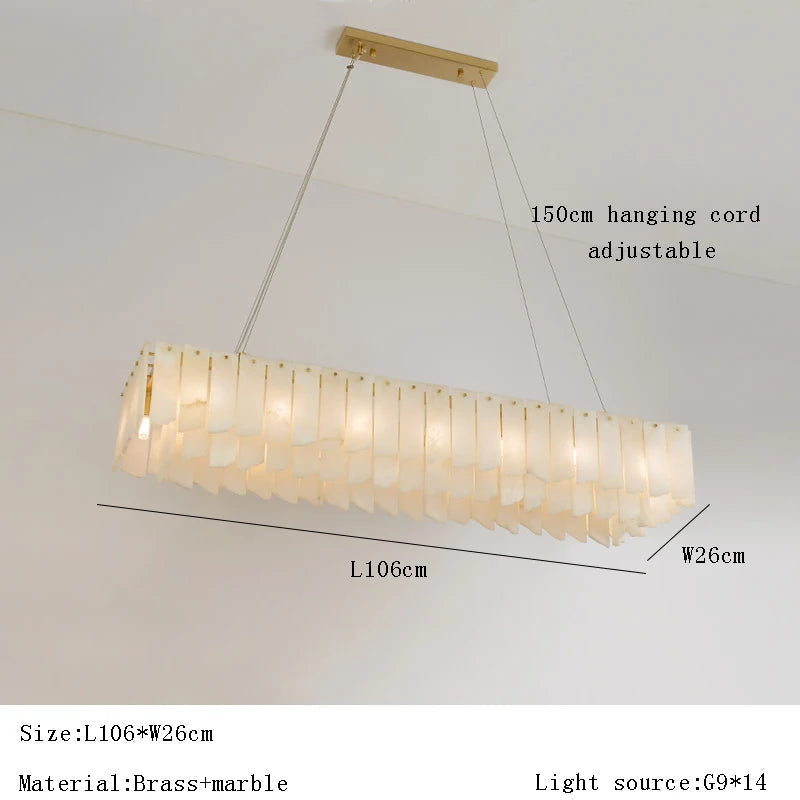 Lustre Luxe en Marbre Naturel Espagnol avec Éclairage LED Moderne