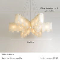 Lustre Luxe en Marbre Naturel Espagnol avec Éclairage LED Moderne