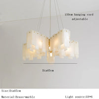 Lustre Luxe en Marbre Naturel Espagnol avec Éclairage LED Moderne