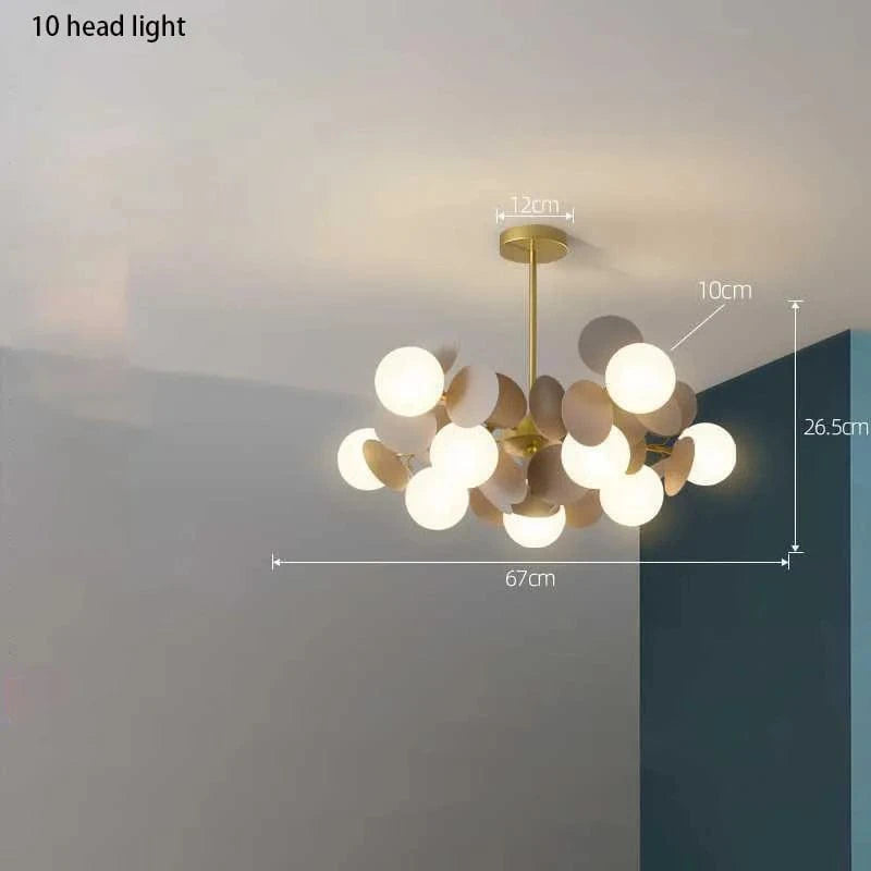 Lustre design moderne en verre LED - Style nordique pour intérieur | Marco Lucetti A 10 têtes / Blanc chaud