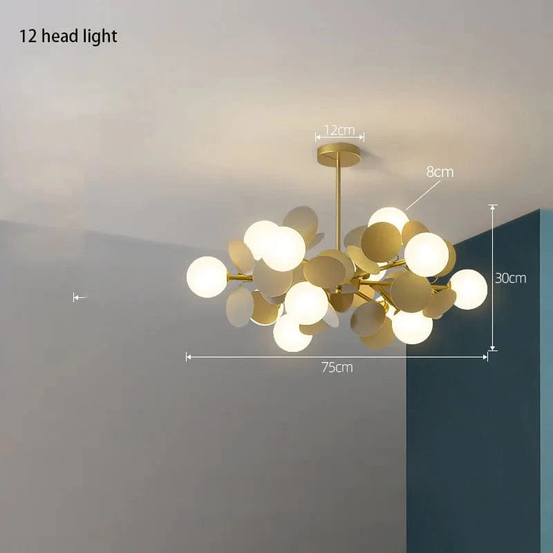 Lustre design moderne en verre LED - Style nordique pour intérieur | Marco Lucetti A 12 têtes / Blanc chaud
