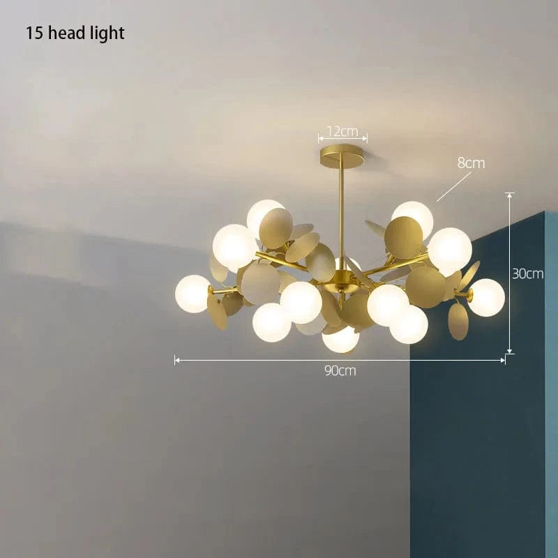 Lustre design moderne en verre LED - Style nordique pour intérieur | Marco Lucetti A 15 têtes / Blanc chaud
