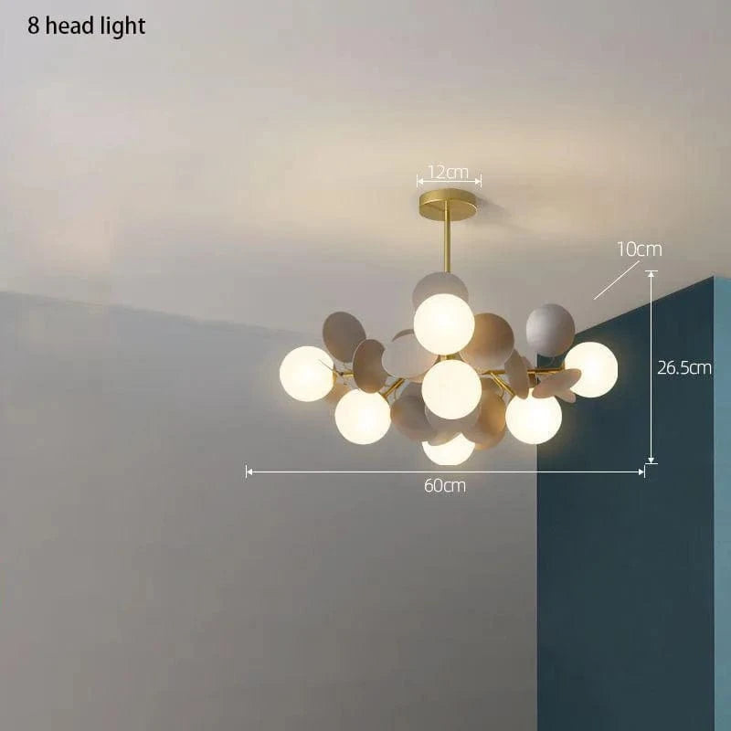 Lustre design moderne en verre LED - Style nordique pour intérieur | Marco Lucetti A 8 têtes / Blanc chaud