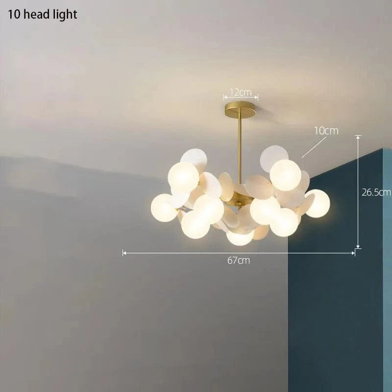 Lustre design moderne en verre LED - Style nordique pour intérieur | Marco Lucetti B 10 têtes / Blanc chaud