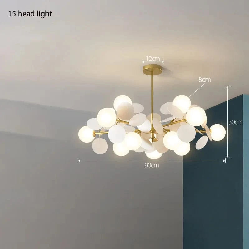 Lustre design moderne en verre LED - Style nordique pour intérieur | Marco Lucetti B 15 têtes / Blanc chaud