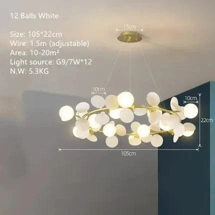 Lustre design moderne en verre LED - Style nordique pour intérieur | Marco Lucetti D12 LUMIÈRES Blanc / Blanc chaud