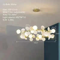 Lustre design moderne en verre LED - Style nordique pour intérieur | Marco Lucetti D12 LUMIÈRES Blanc / Blanc chaud