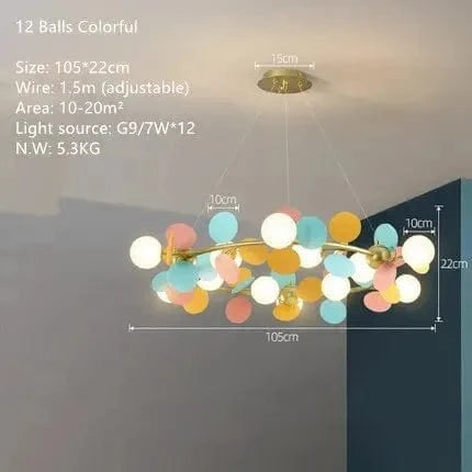 Lustre design moderne en verre LED - Style nordique pour intérieur | Marco Lucetti D12 LUMIÈRES Colorées / Blanc chaud