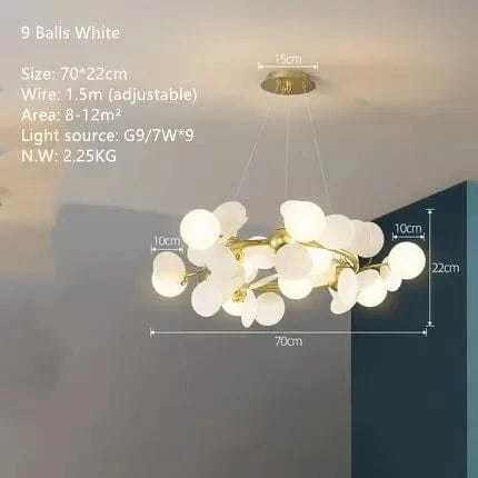 Lustre design moderne en verre LED - Style nordique pour intérieur | Marco Lucetti D9 Lumières Blanc / Blanc chaud