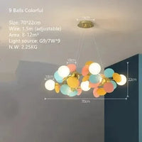 Lustre design moderne en verre LED - Style nordique pour intérieur | Marco Lucetti D9 lumières colorées / Blanc chaud