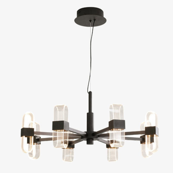 Lustre design Nevis avec abat-jours ajustables transparents | Marco Lucetti 8 lumières / Tricolore