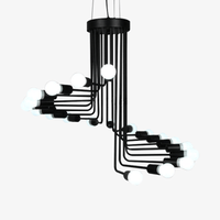 Lustre contemporain à branches escalier noires