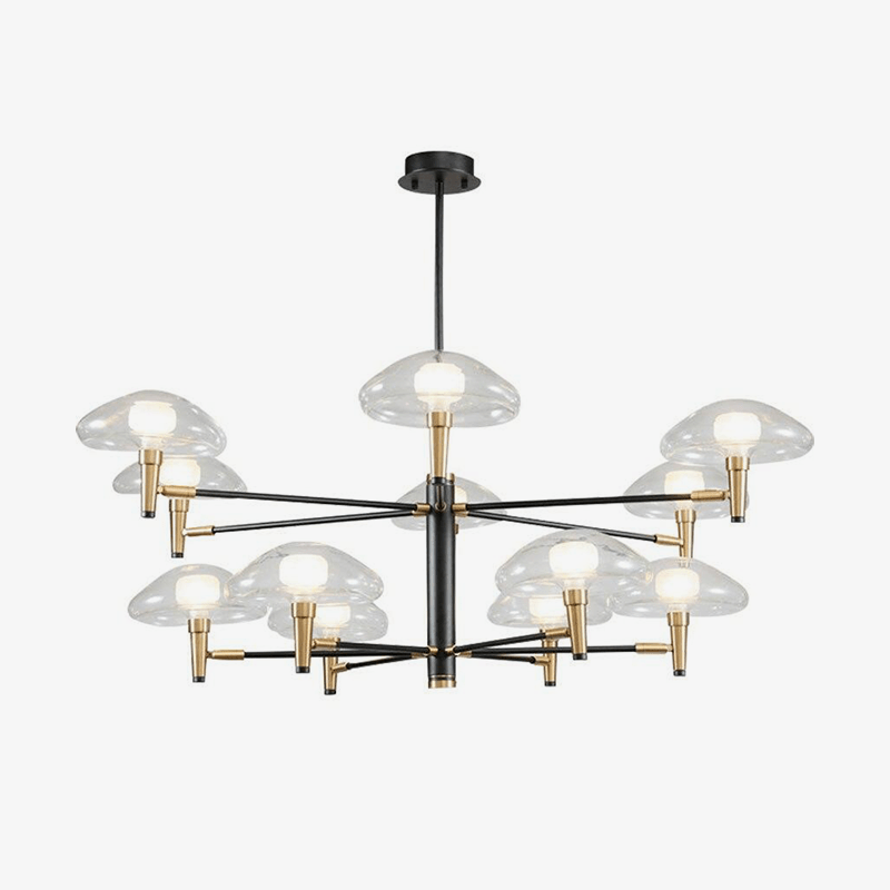Lustre Design Noir & Doré en Verre Light | Marco Lucetti 12 lampes