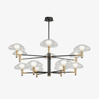 Lustre Design Noir & Doré en Verre Light | Marco Lucetti 12 lampes