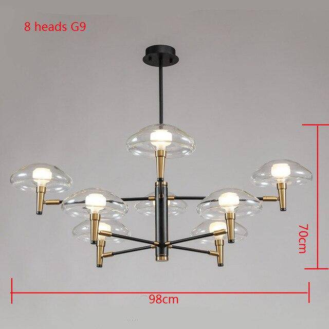 Lustre Design Noir & Doré en Verre Light | Marco Lucetti 8 lampes
