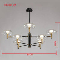 Lustre Design Noir & Doré en Verre Light | Marco Lucetti 8 lampes