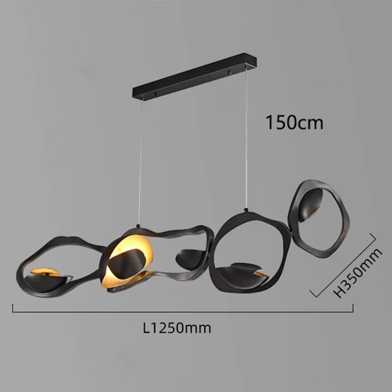 Lustre design noir et cuivre contemporain | Marco Lucetti Longueur 125cm / Blanc froid