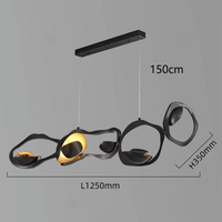 Lustre design noir et cuivre contemporain | Marco Lucetti Longueur 125cm / Blanc froid