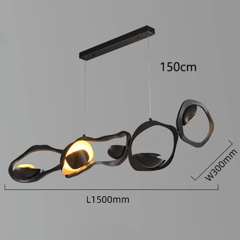 Lustre design noir et cuivre contemporain | Marco Lucetti Longueur 150cm / Blanc froid