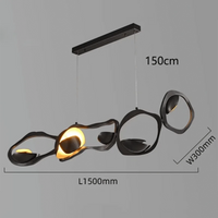 Lustre design noir et cuivre contemporain | Marco Lucetti Longueur 150cm / Blanc froid