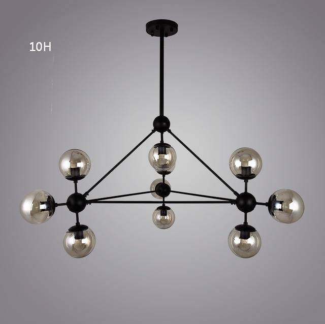 Lustre design noir Livewin | Marco Lucetti 10 lampes