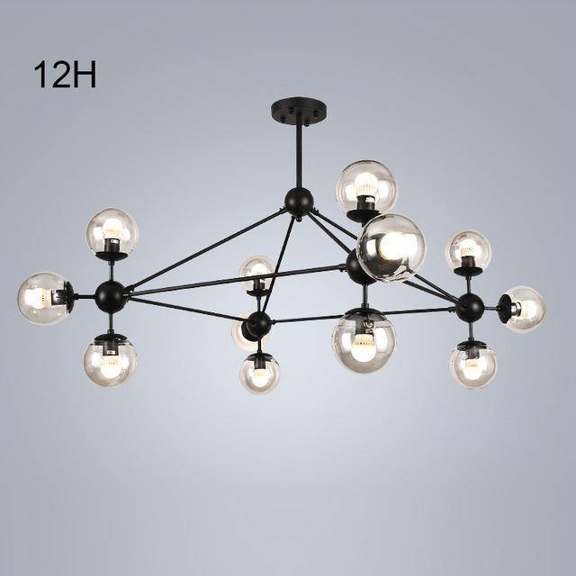 Lustre design noir Livewin | Marco Lucetti 12 lampes