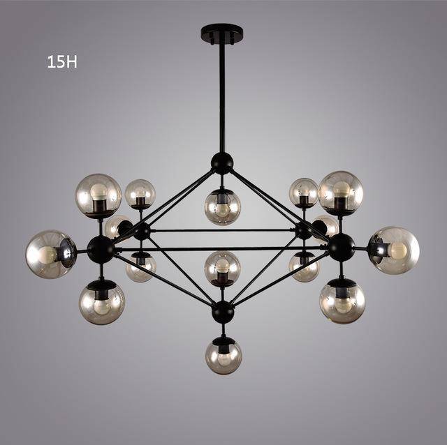 Lustre design noir Livewin | Marco Lucetti 15 lampes
