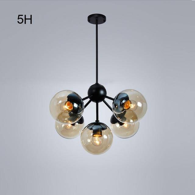 Lustre design noir Livewin | Marco Lucetti 5 lampes