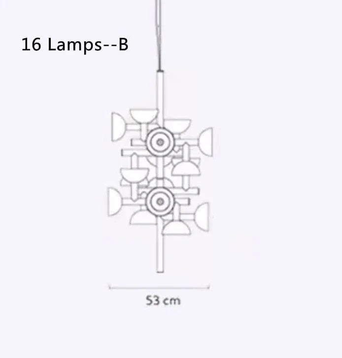 Lustre Design Postmoderne Noir et Blanc pour Salon, Restaurant, Hôtel - Éclairage LED Art Décoratif | Marco Lucetti 16 lampes Style B / Blanc chaud