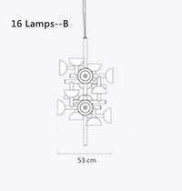 Lustre Design Postmoderne Noir et Blanc pour Salon, Restaurant, Hôtel - Éclairage LED Art Décoratif | Marco Lucetti 16 lampes Style B / Blanc chaud