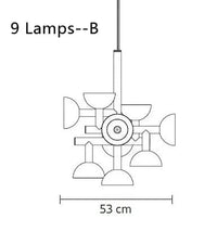 Lustre Design Postmoderne Noir et Blanc pour Salon, Restaurant, Hôtel - Éclairage LED Art Décoratif | Marco Lucetti 9 lampes Style B / Blanc chaud