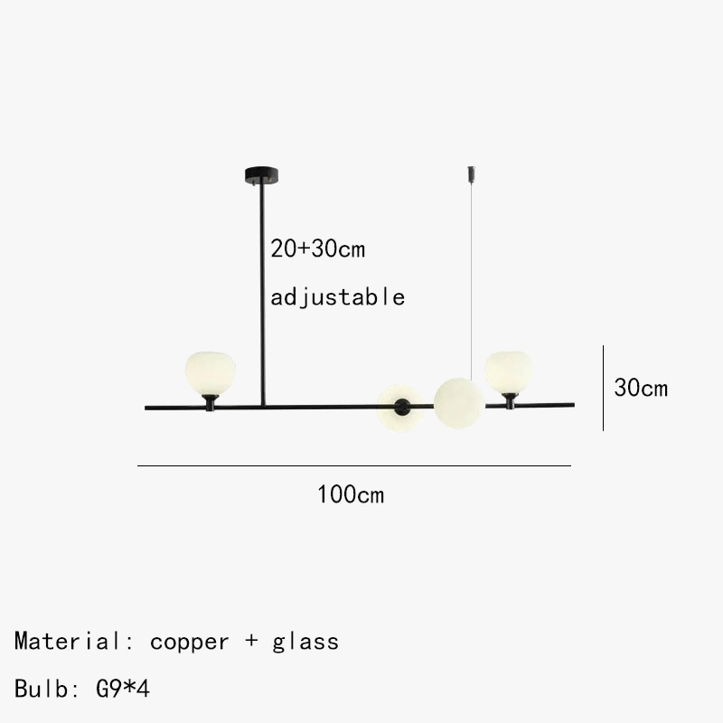 Lustre design réglable en hauteur avec anneaux cuivrés et verre blanc | Marco Lucetti