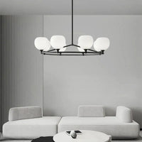 Lustre design réglable en hauteur avec anneaux cuivrés et verre blanc | Marco Lucetti