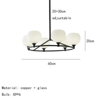 Lustre design réglable en hauteur avec anneaux cuivrés et verre blanc | Marco Lucetti A-6 Feux / Lumière naturelle