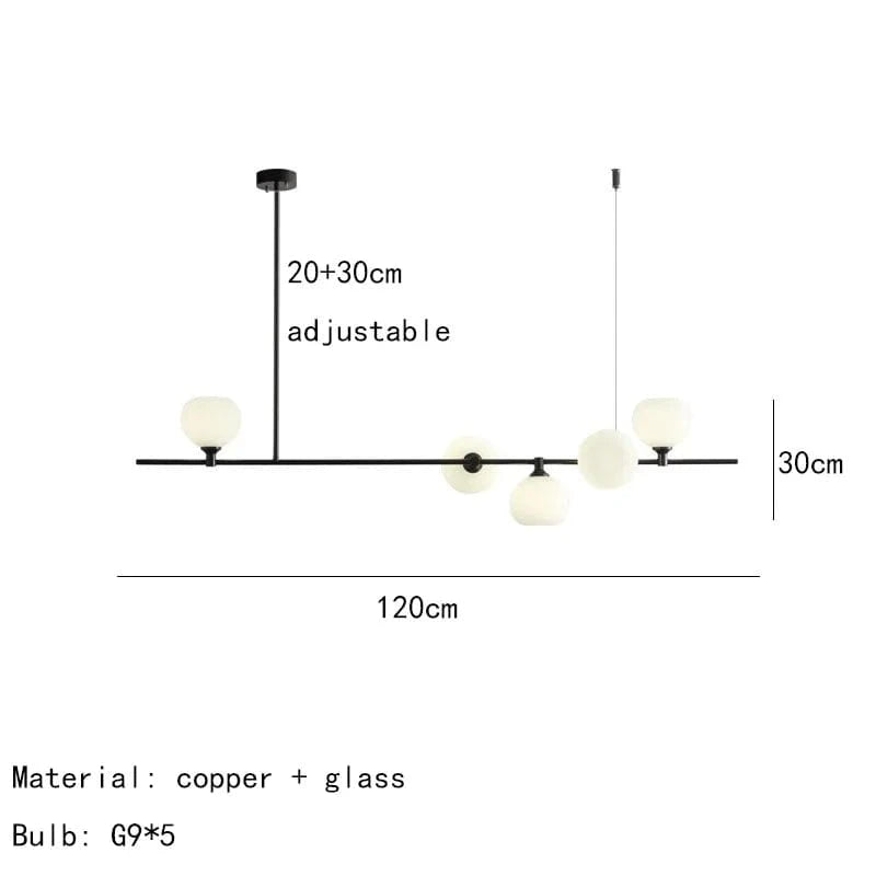 Lustre design réglable en hauteur avec anneaux cuivrés et verre blanc | Marco Lucetti Lumières B-5 / Lumière naturelle
