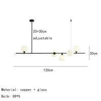 Lustre design réglable en hauteur avec anneaux cuivrés et verre blanc | Marco Lucetti Lumières B-5 / Lumière naturelle