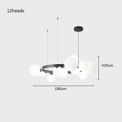 Lustre design rond - Collection Luxe Nordique, Mariage du Minimalisme Moderne | Marco Lucetti 12têtes-D80cm