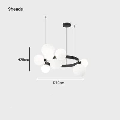 Lustre design rond - Collection Luxe Nordique, Mariage du Minimalisme Moderne | Marco Lucetti 9têtes-D70cm