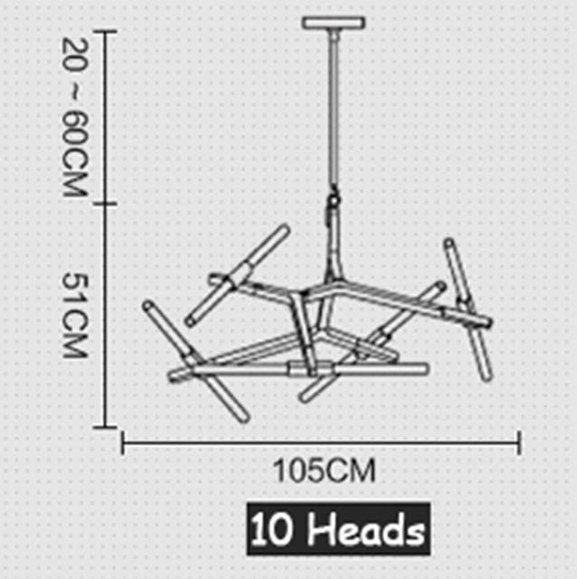 Lustre design "Tubes Arts" | Marco Lucetti 10 lampes / Noir