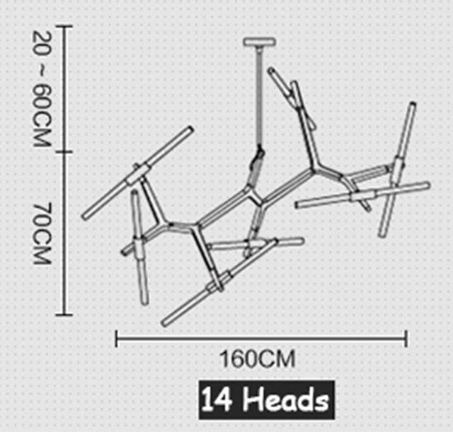 Lustre design "Tubes Arts" | Marco Lucetti 14 lampes / Noir