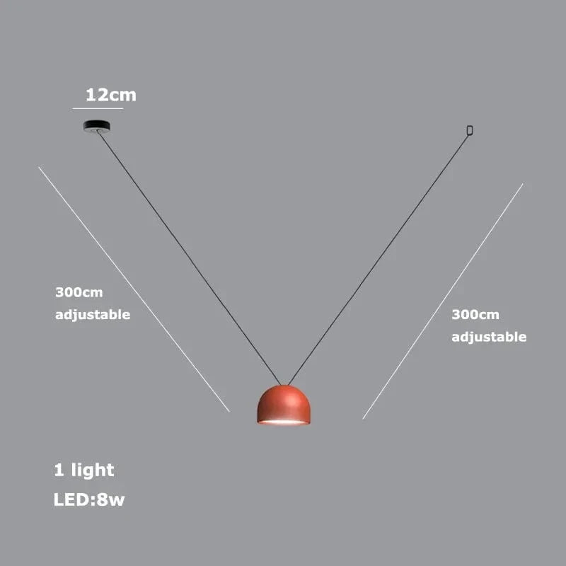 Lustre Dimmable LED Suspension - Éclairage Luminaire Intérieur de Haute Qualité | Marco Lucetti 1 lumière1 / Ceinture orange / Abat-jour 30cm | Lumière tricolore