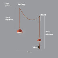 Lustre Dimmable LED Suspension - Éclairage Luminaire Intérieur de Haute Qualité | Marco Lucetti 2 lumières A / Ceinture noire / Abat-jour 30cm | Lumière tricolore