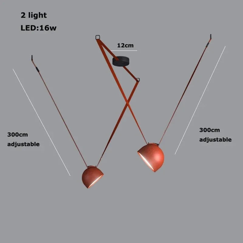 Lustre Dimmable LED Suspension - Éclairage Luminaire Intérieur de Haute Qualité | Marco Lucetti 2 lumières B / Ceinture orange / Abat-jour 30cm | Lumière tricolore